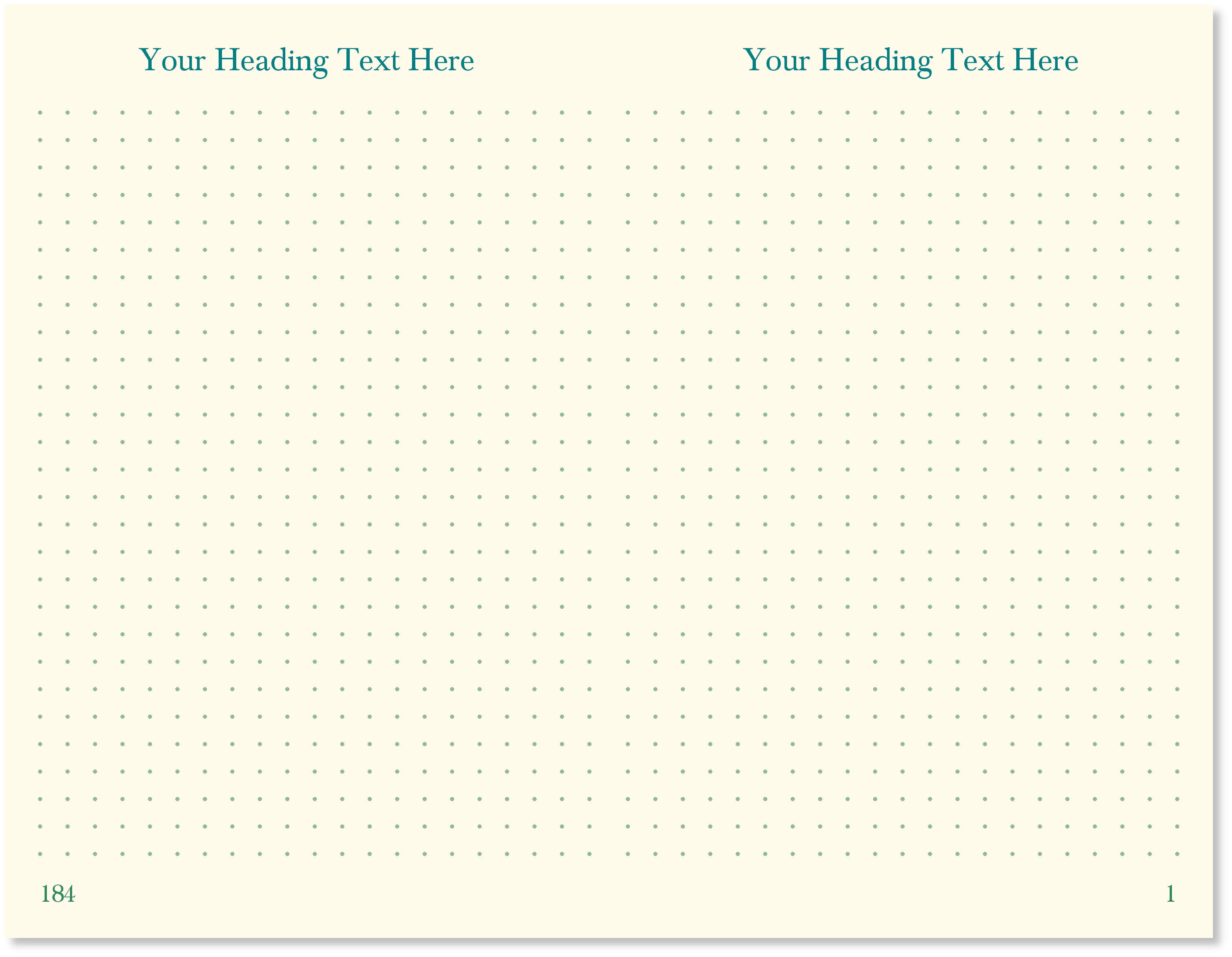 Dot grid on both pages with same headings on both pages, different font size, dot diameter, spacing and color.jpg