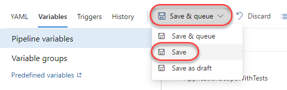 Save Build Pipeline variables