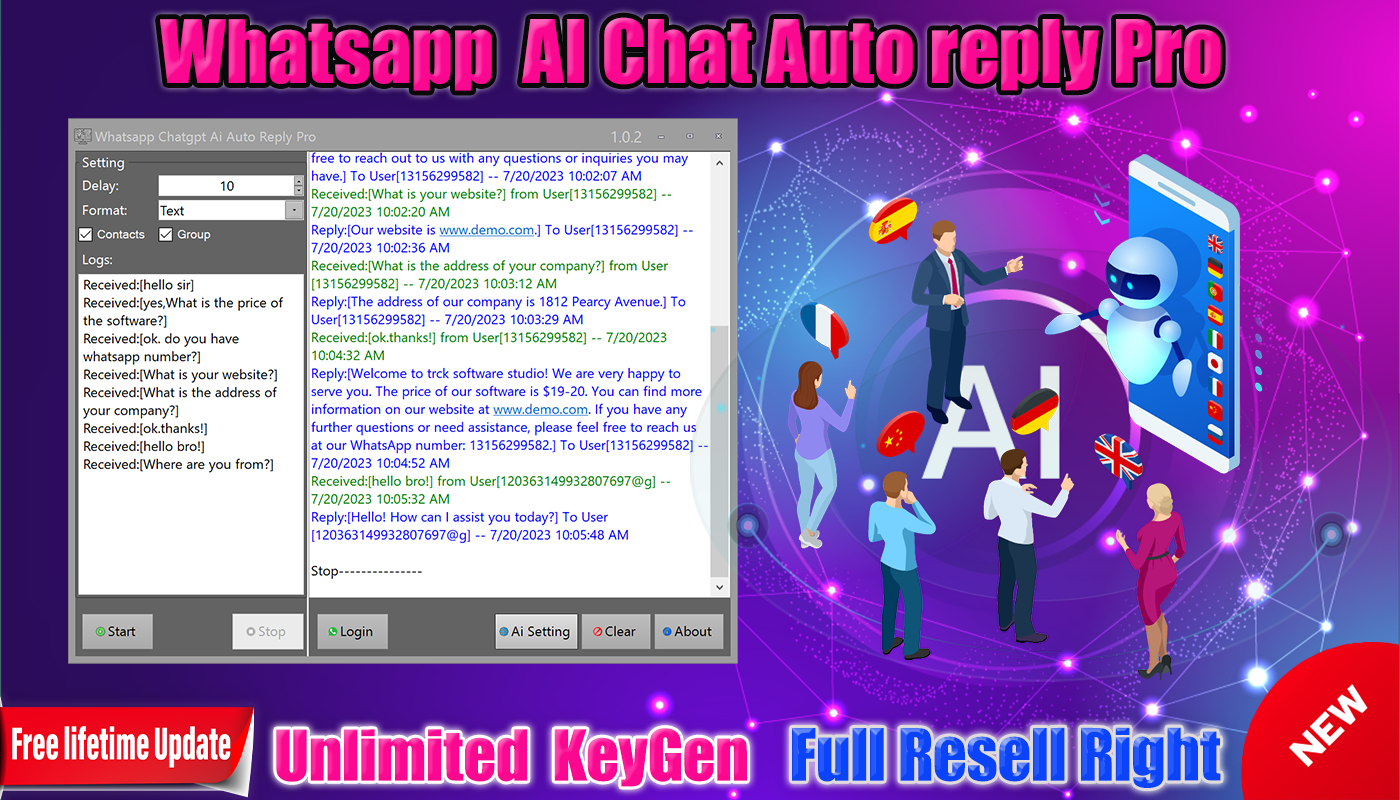 Whatsapp AI chatbot Auto Reply Pro +Unlimited License Key Generator app-Whatsapp auto reply AI chatbot,Automated Whatsapp chatbot,AI assistant for Whatsapp