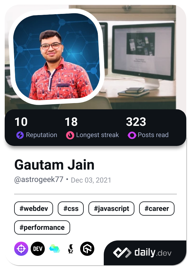 Gautam Jain's Dev Card