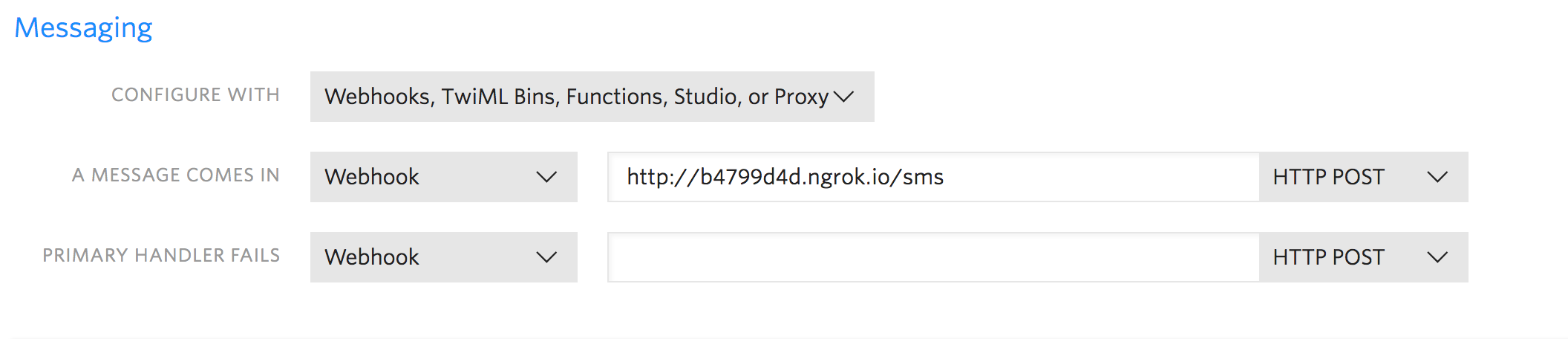 Adding ngrok URL to Twilio Phone Number