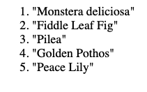 List displayed as an ordered list