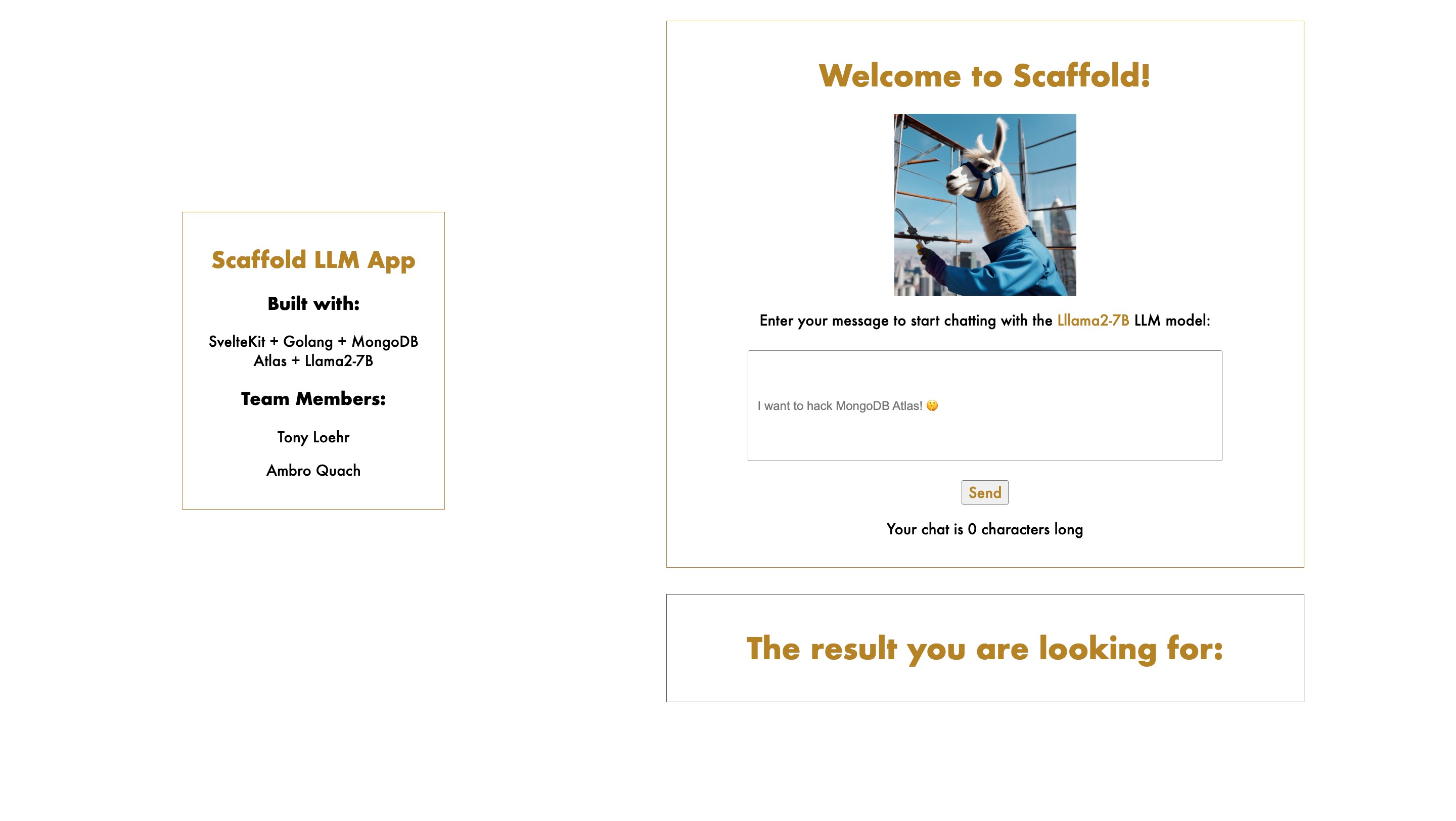 LLM Application Scaffold Screenshot