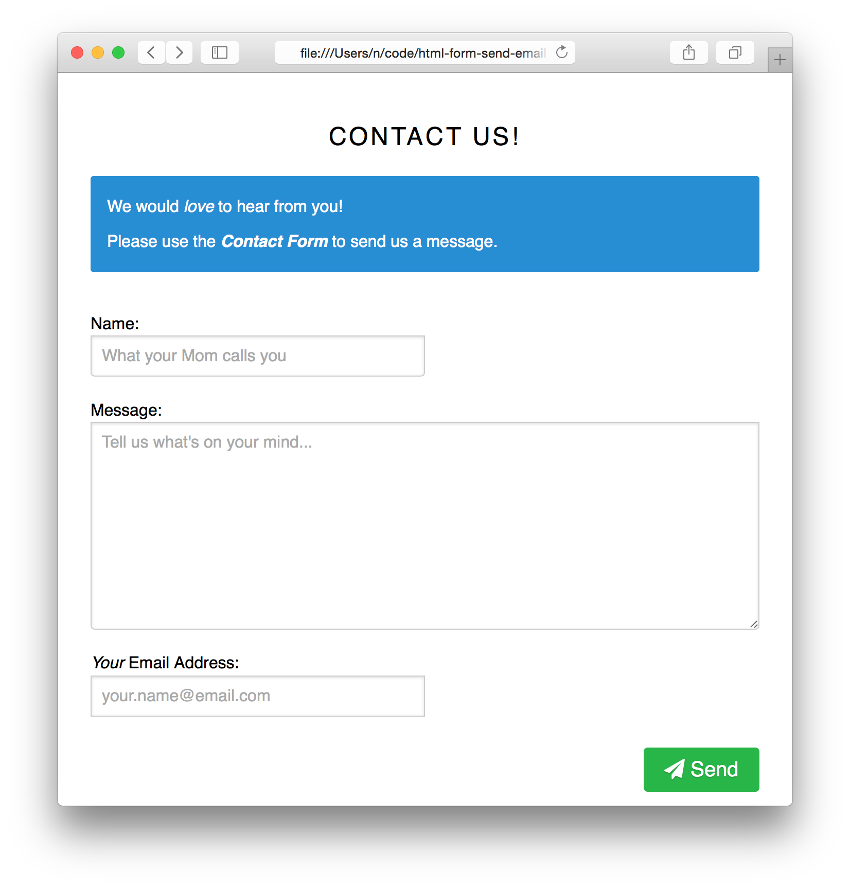 contact form with pure css