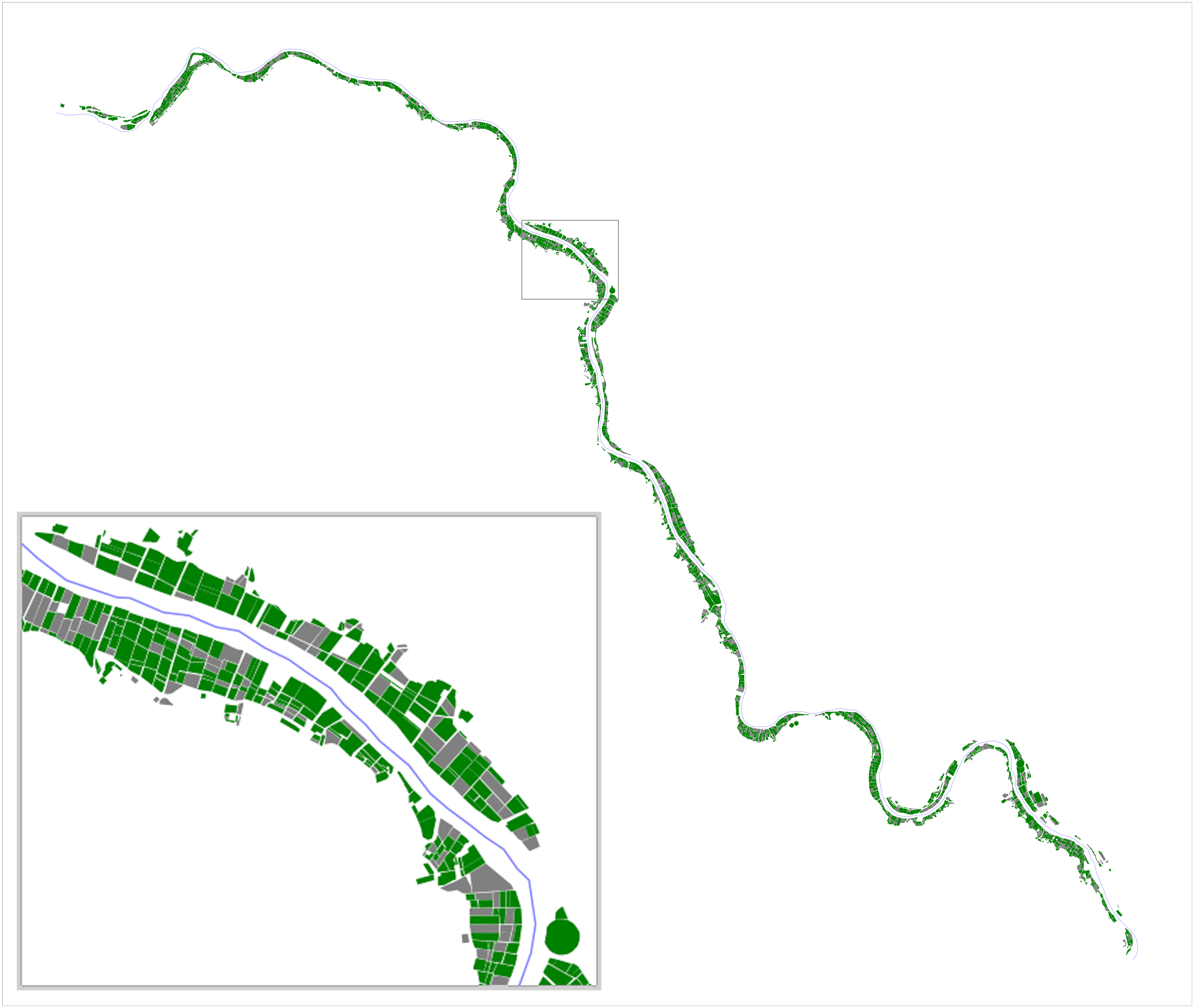 The section of the Orange River — grey test set fields interspersed amongst green training set fields