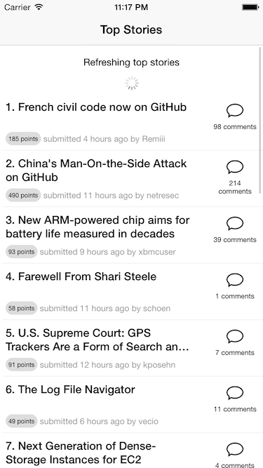 Hacker News app by jsdf image 1