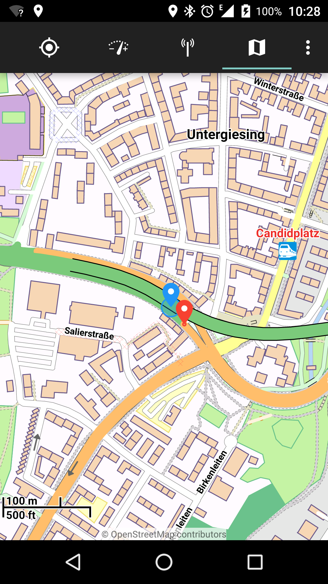 Map view in SatStat with local tiles