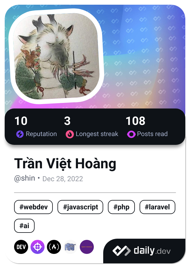 Trần Việt Hoàng's Dev Card