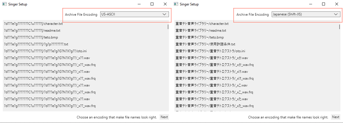 select file encoding