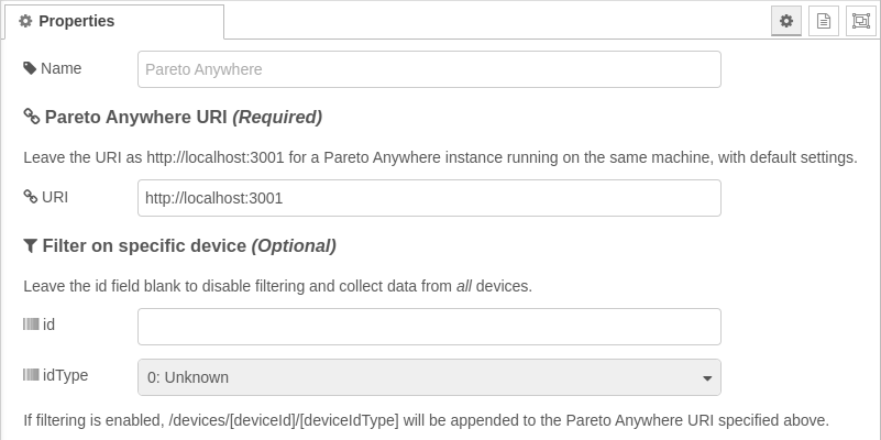 Pareto Anywhere Node-RED configuration