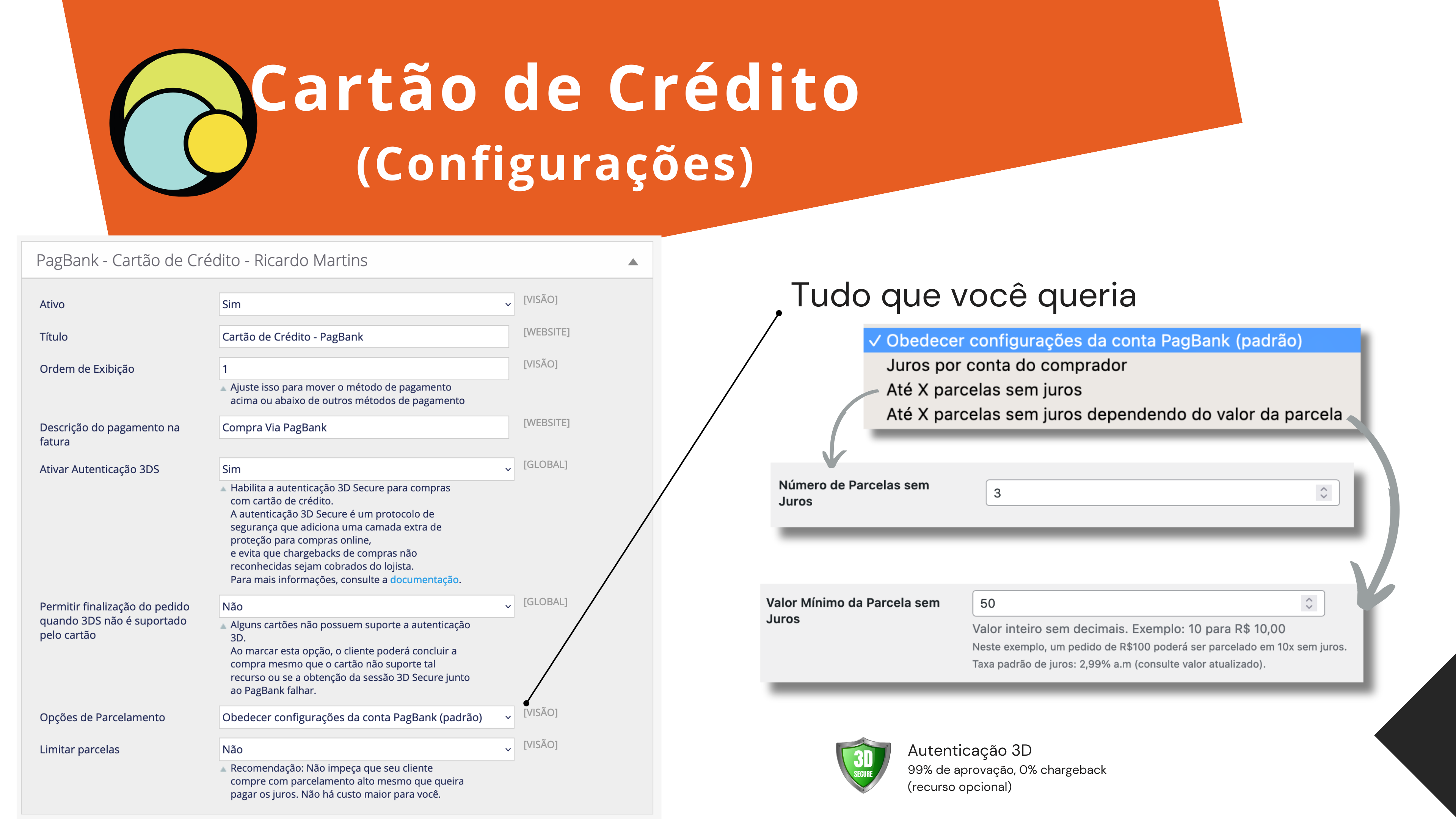 Configurações de cartão de crédito