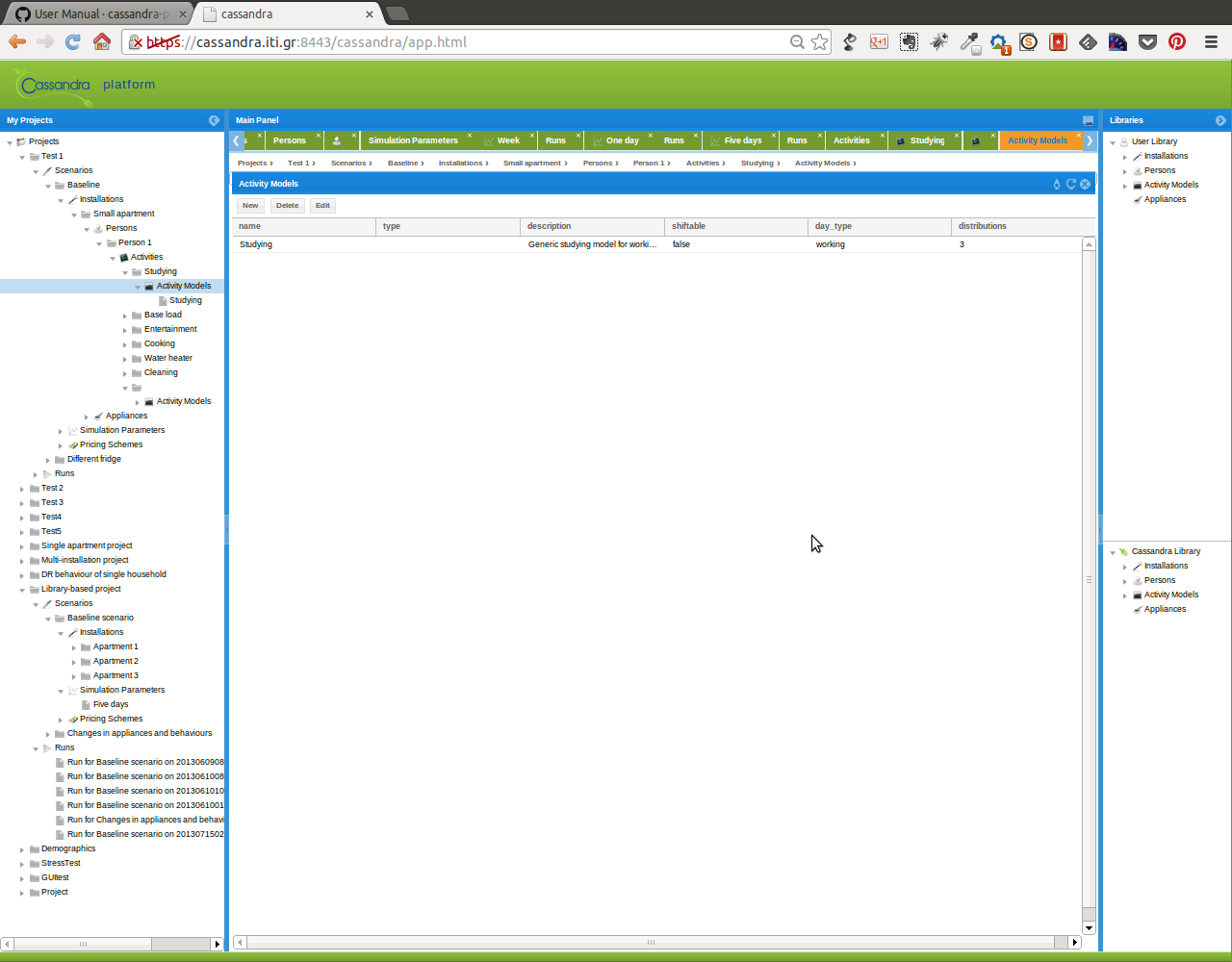 Activity models grid