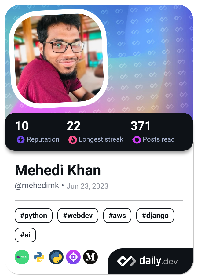 Mehedi Khan's Dev Card