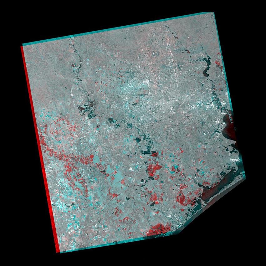 The flooded areas of Houston following Hurricane Harvey, as shown by RADARSAT-2