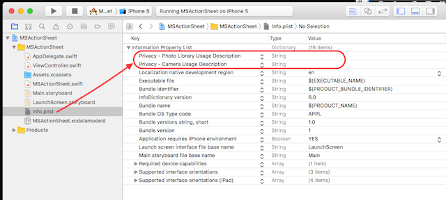 MSActionSheet: Customized ActionSheet for taking photo from library / front / rear camera