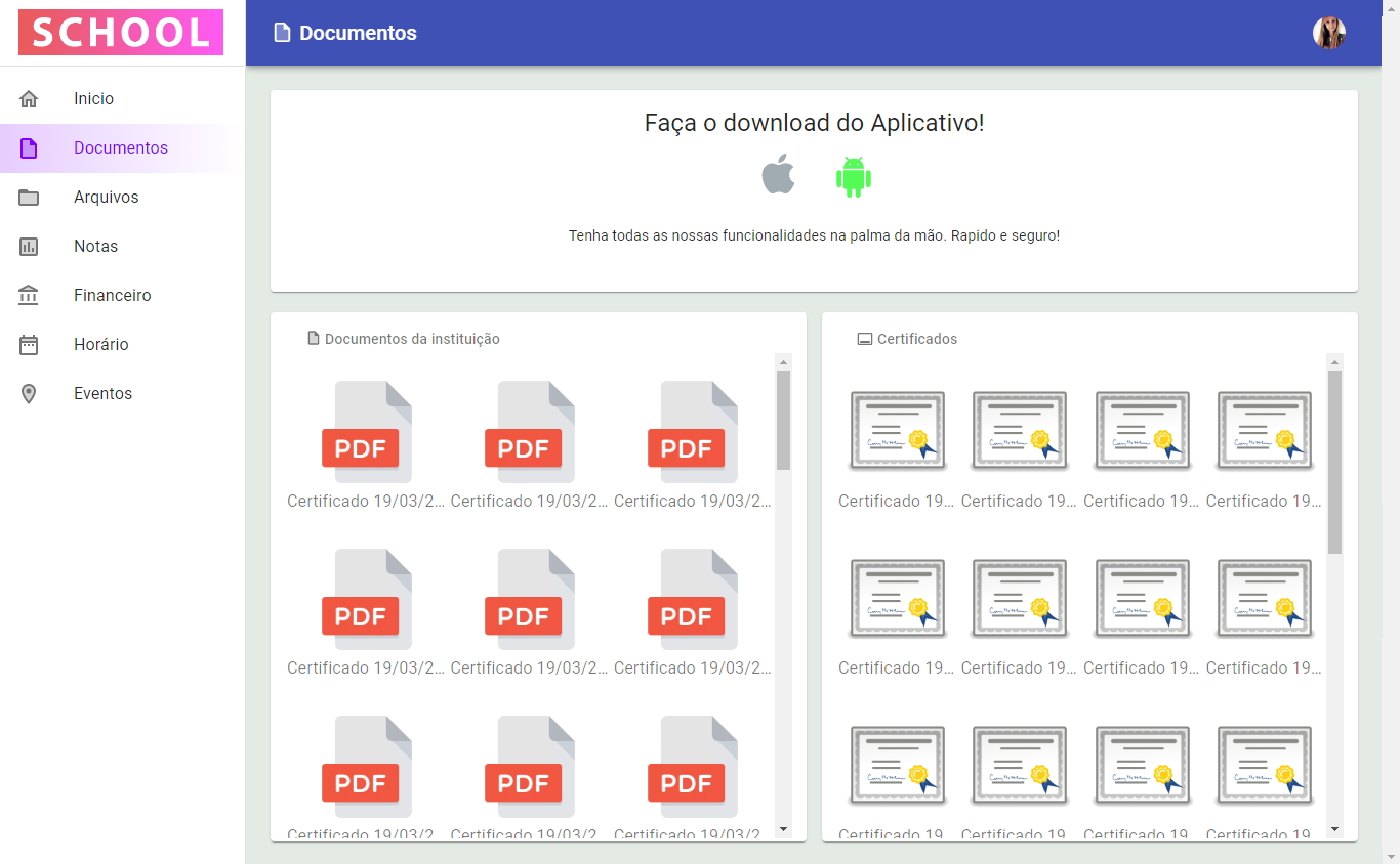 Documentos postados pela instituição