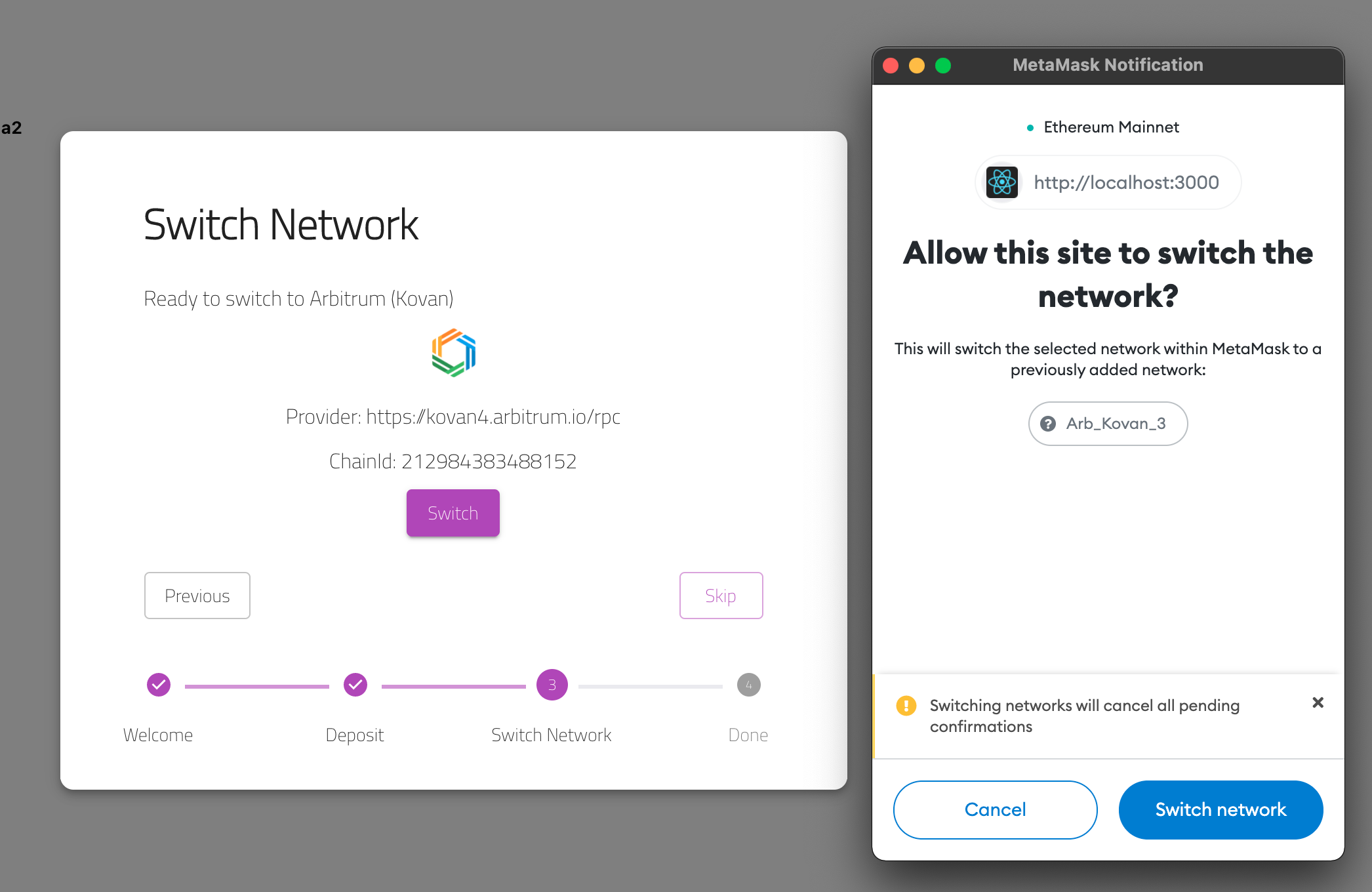 Alt Switching networks in eth-sorbet