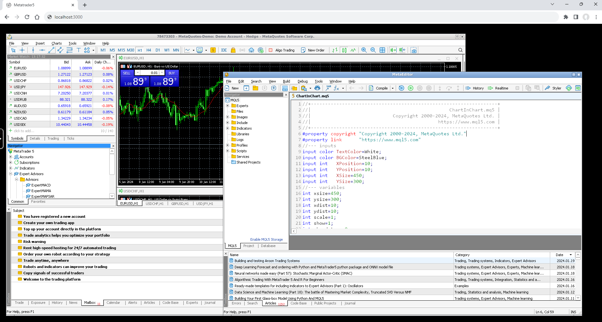 MetaTrader5 running inside container and controlled through web browser