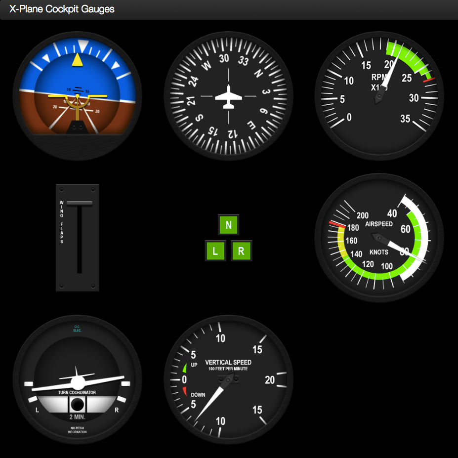 Example of FlightSimPanels running in a connected browser