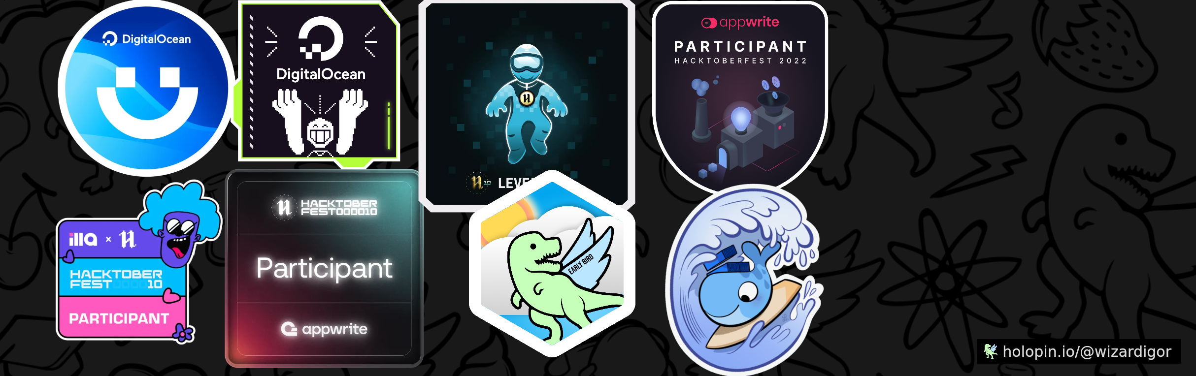 An image of @wizardigor's Holopin badges, which is a link to view their full Holopin profile