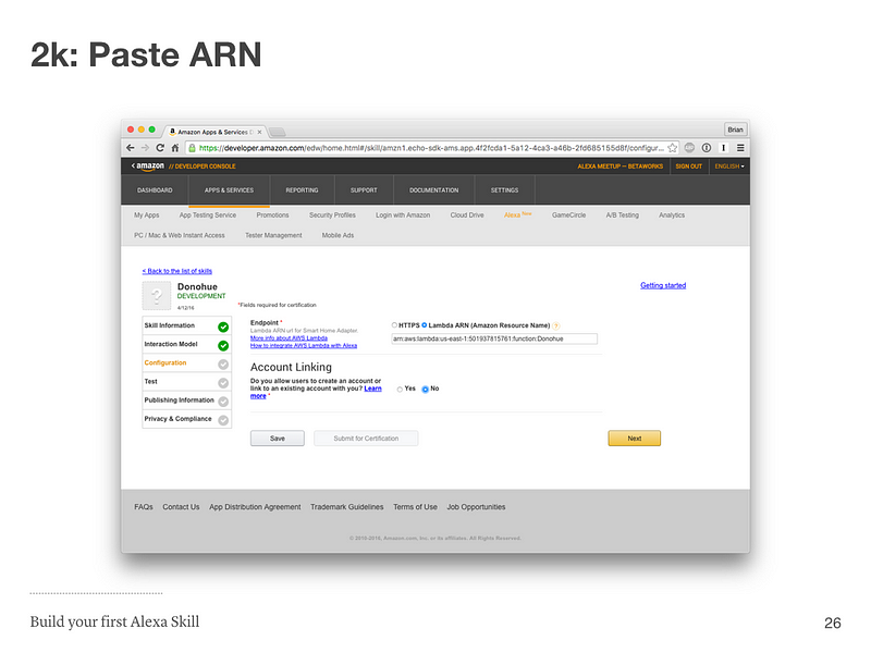 Step 2k: Paste ARN