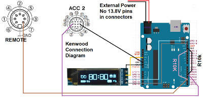 Kenwood Arduino OLED timer Connection Diagram
