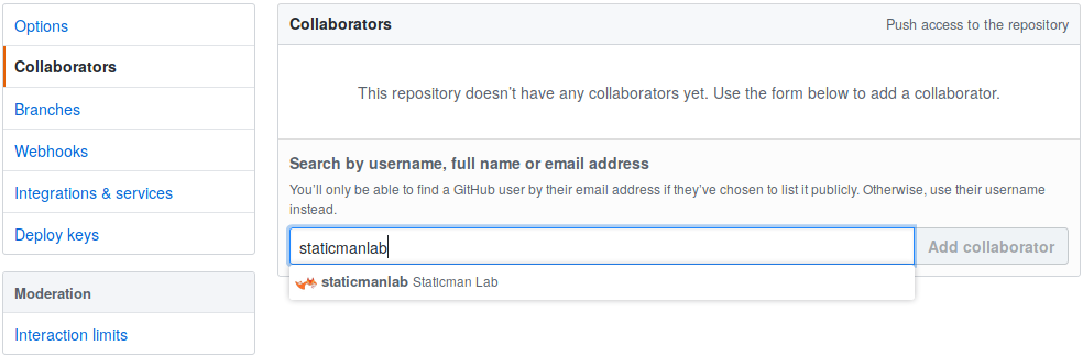 send invitation to Staticman Lab