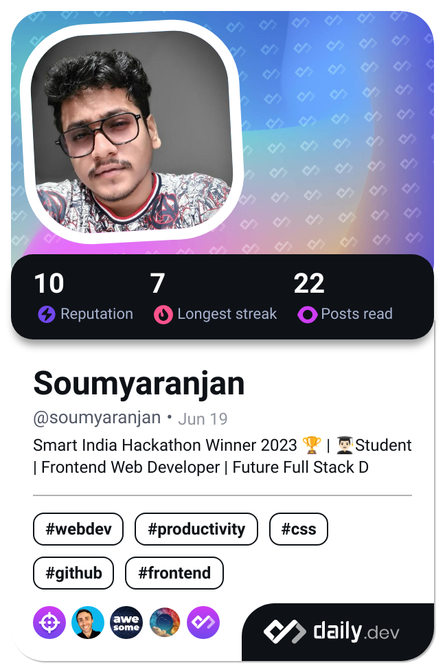 Soumyaranjan's Dev Card