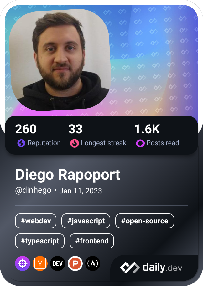 Diego Rapoport's Dev Card