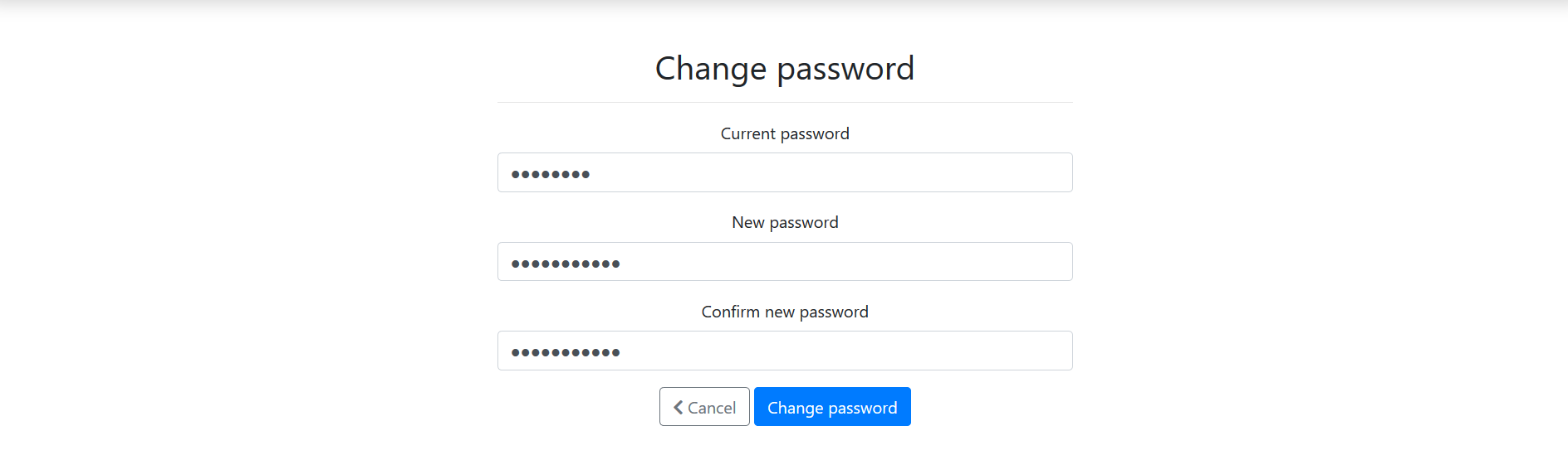 Change password page