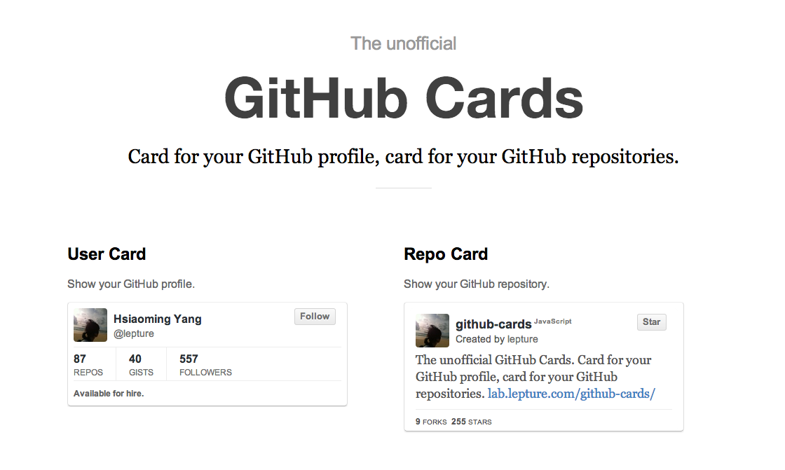 GitHub Cards Preview