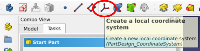 "Add LCS" icon on the Part Design toolbar