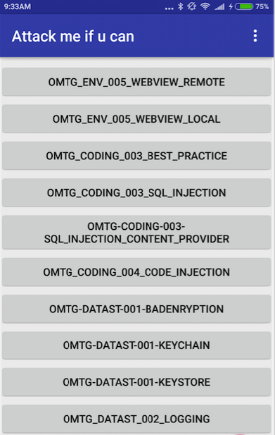 Test cases mapped to MSTG