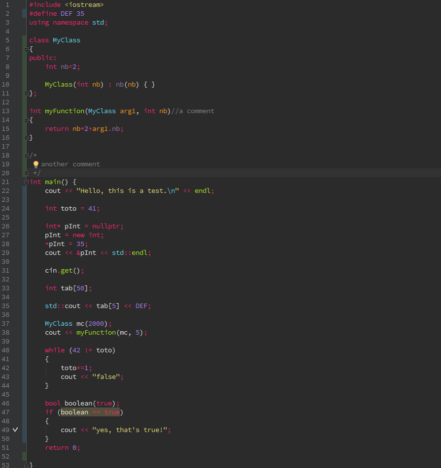 screenshot of the monokai color scheme on CLion