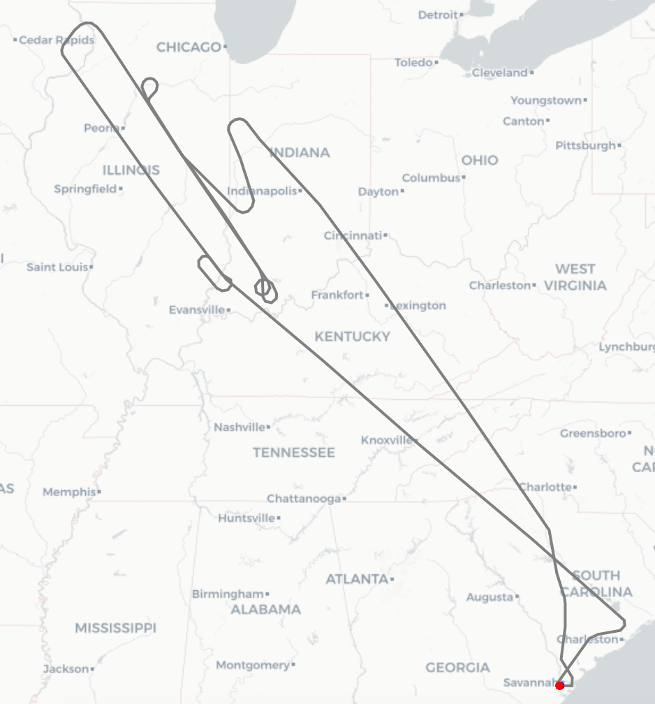 IMPACTS ER-2 Flight 5 from Savannah to the midwest