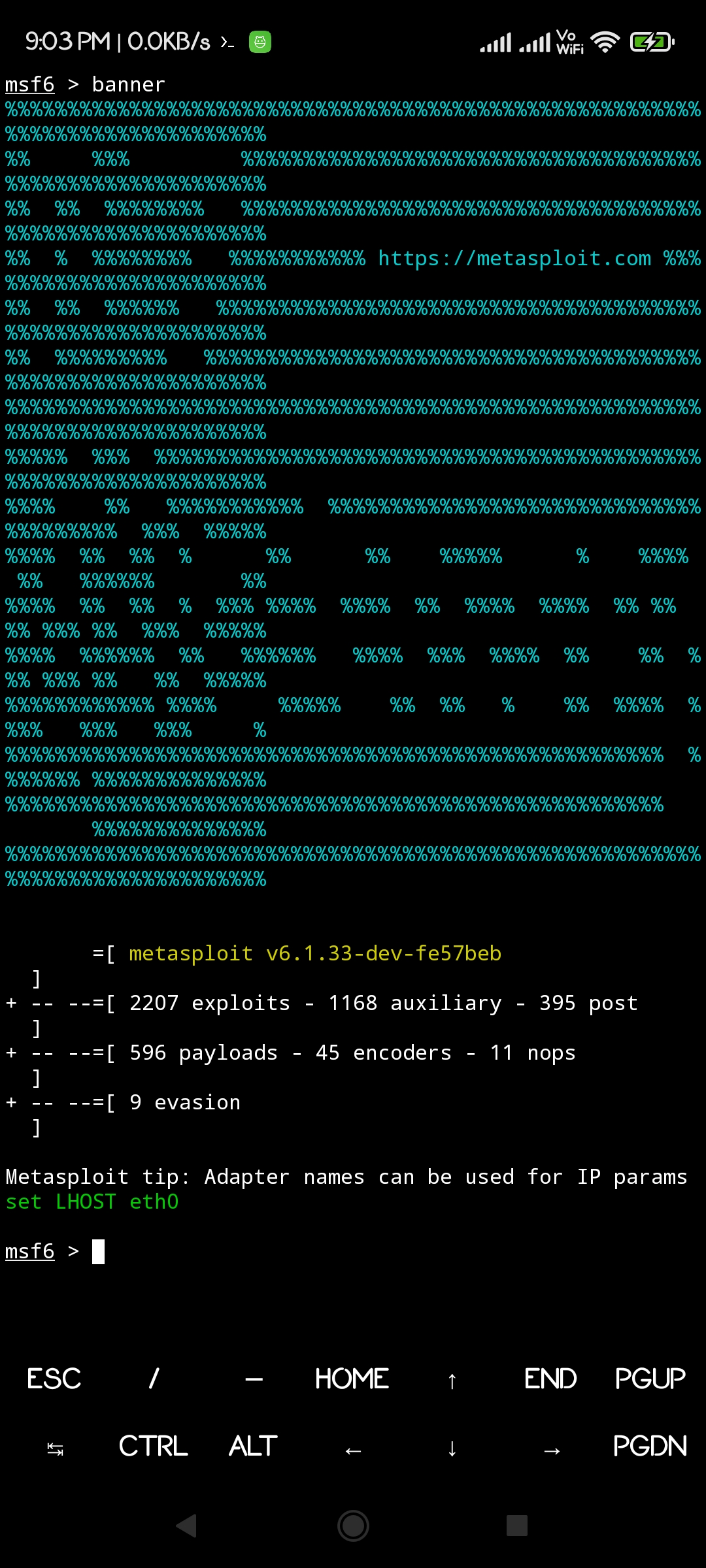 Metasploit in termux- Metasploit benner