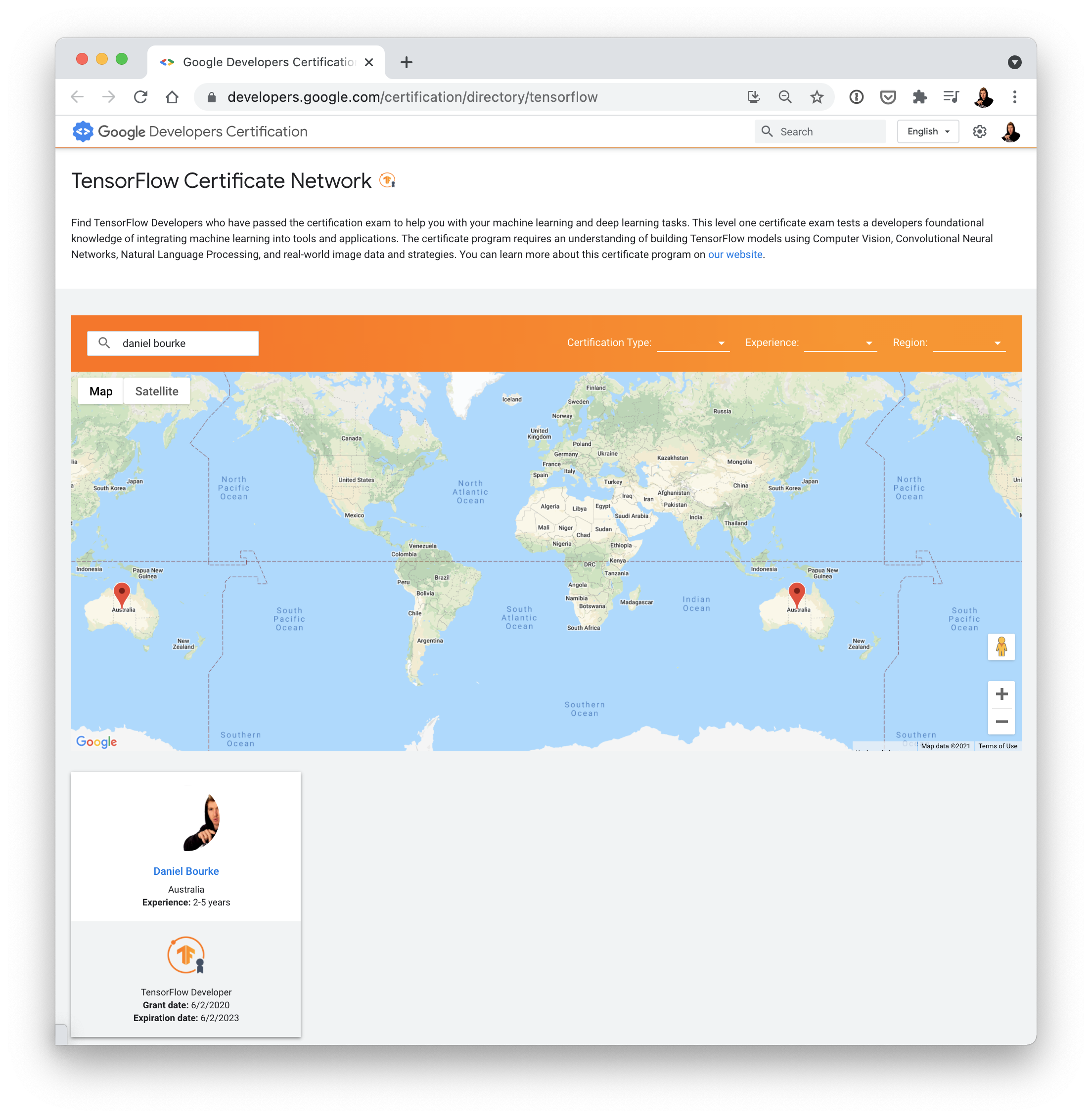 TensorFlow Certificate Network