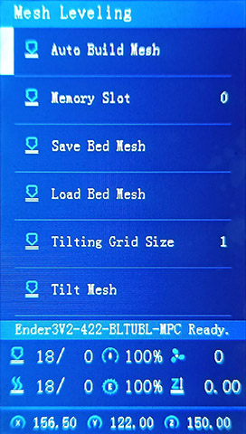 Mesh leveling menu