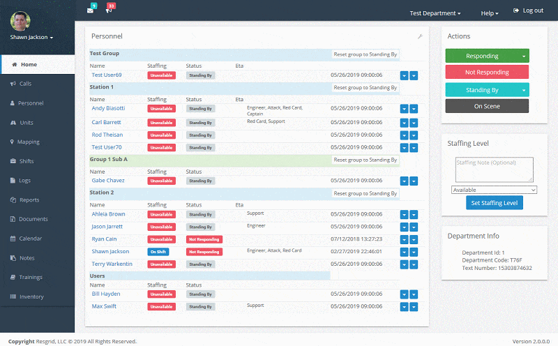 Resgrid Main Screen