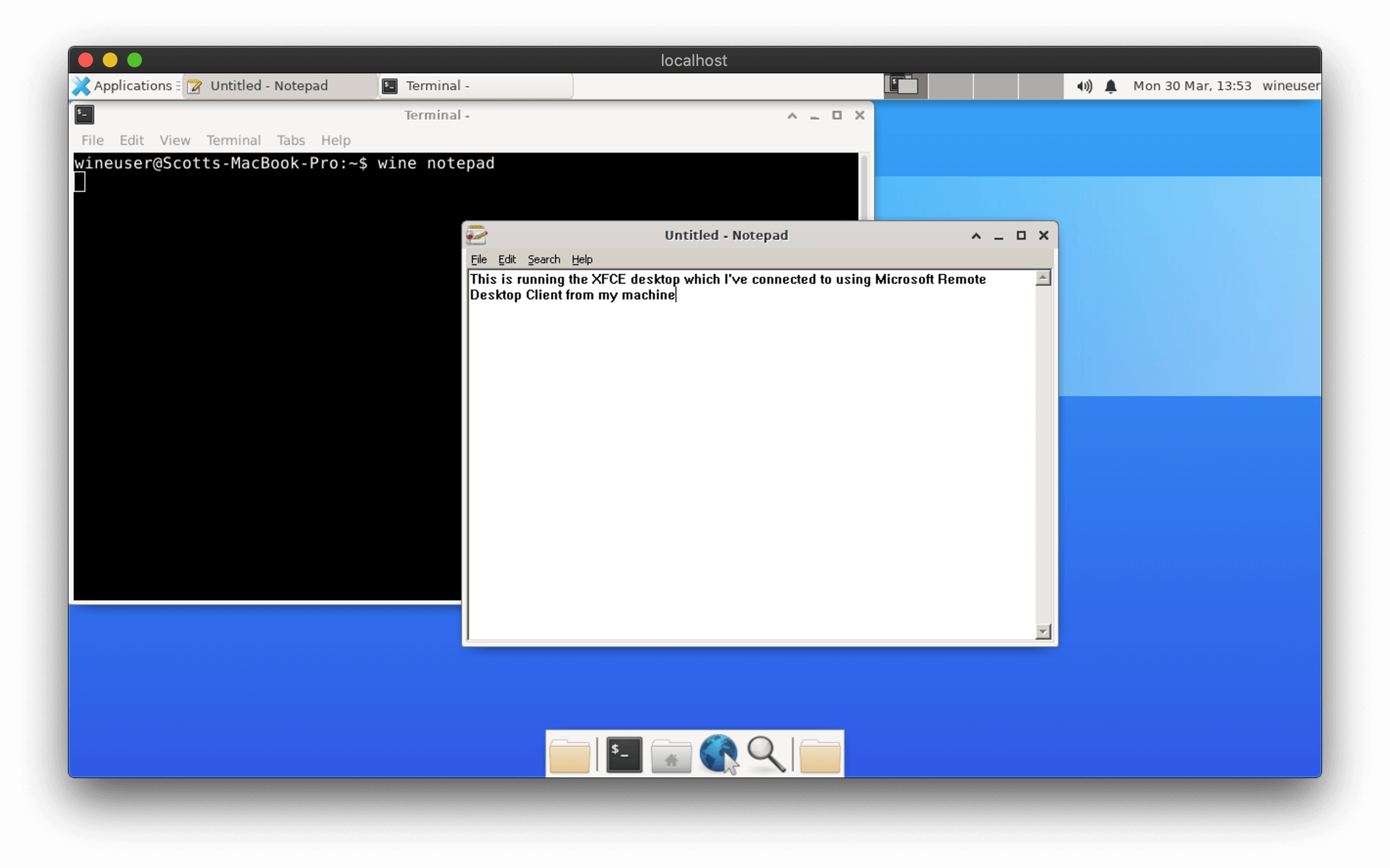 Screenshot of XFCE desktop