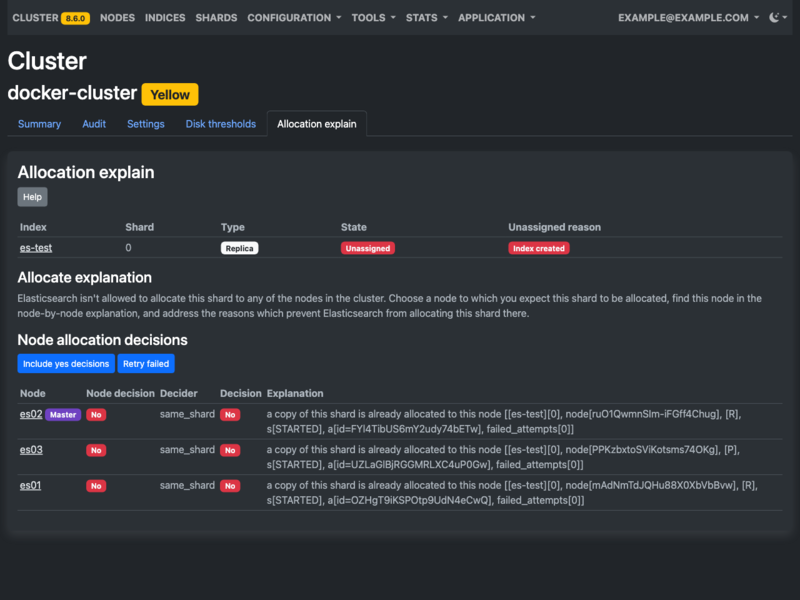 elasticsearch-admin - Cluster allocation explain