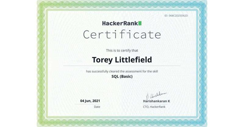 SQL Basic Certificate